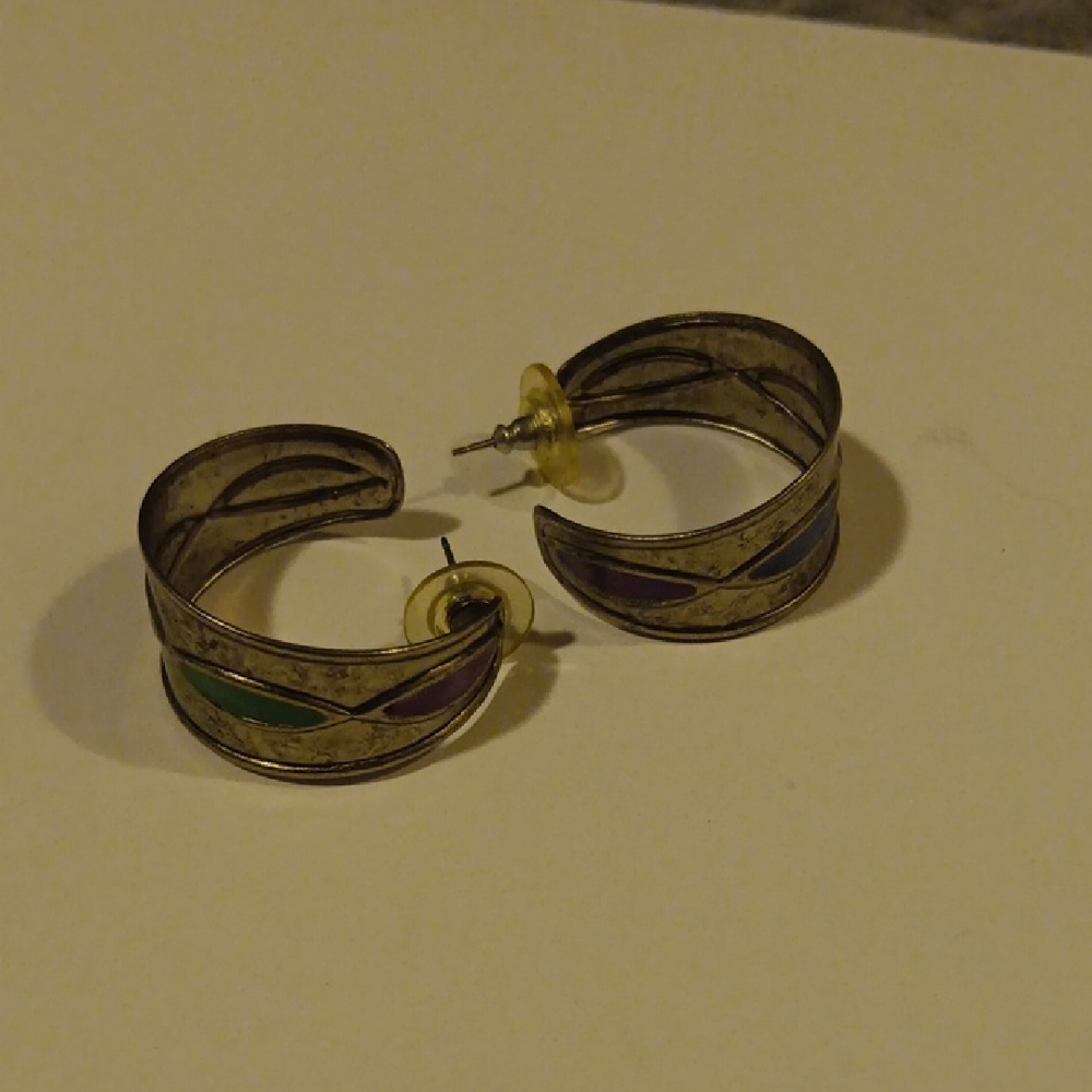 Elegant Silver and Purple Earrings Vintage